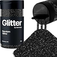 Hemway Black Glitter Fine 130g/4.6oz Powder Metallic Resin Craft Flake Shaker for Epoxy Tumblers, Hair Face Body Eye Nail Art Festival, DIY Party Decorations Paint