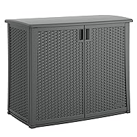 Suncast Outdoor Storage Cabinet with Pad-Lockable Doors, Freestanding Outdoor Patio Storage Unit, 42