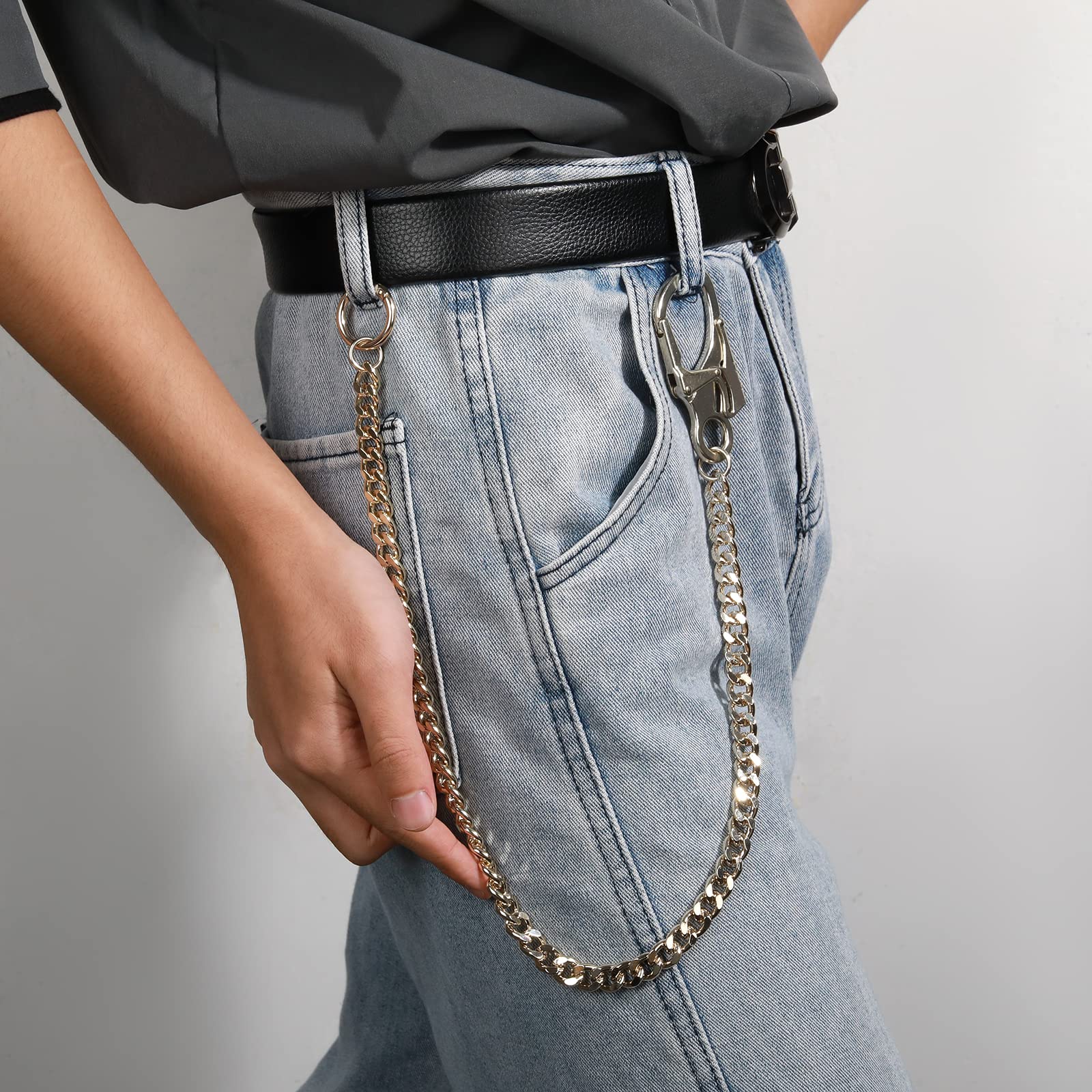 Ahiller Biker Wallet Chain, Heavy Duty Pocket Chain with Round Clasp, Men Chains for Keys, Jeans, Pants, Purse and Handbag