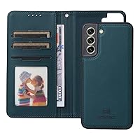 Phone Flip Case Compatible with Samsung Galaxy S21 FE Wallet Case Detachable Back Case with Card Holder/Wrist Strap, PU Leather Flip Folio Case with Magnetic Stand Shockproof Phone Cover for Samsung G