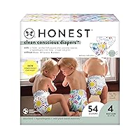 Clean Conscious Diapers | Plant-Based, Sustainable | Limited Edition Prints | Club Box, Size 4 (22-37 lbs), 54 Count