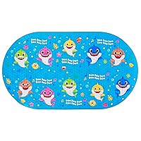Ginsey Baby Shark Oval Bubble Bath Tub Mat 15x27 Inch (Pack of 1), Multicolor