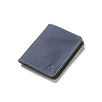 Allett Hybrid Card Wallet, Midnight Blue | Leather, RFID Blocking, Vertical Layout | Minimalist, Bifold, Card Holder, Water Resistant, Thin, Front Pocket | Holds 3-10+ Cards, Cash | Made in the USA