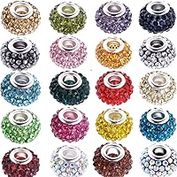 RUBYCA 11MM 30Pcs Mixd Color Assortment Big Hole Crystal Charm Beads fit European Bracelet Jewelry