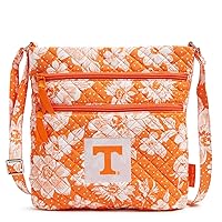 Vera Bradley Women's Cotton Triple Zip Hipster Crossbody Purse, Orange/White Rain Garden With University of Tennessee - Recycled Cotton, One Size