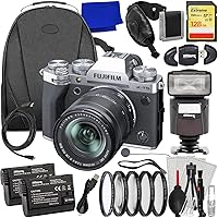 Ultimaxx Advanced FUJIFILM X-T5 with 18-55mm Lens (Silver) Bundle - Includes: 128GB Extreme SDXC, Universal Speedlite, 2X Replacement Batteries, Camera Backpack & Much More (35pc Bundle)