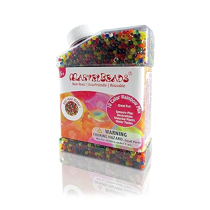 MarvelBeads 9.5oz Water Beads [Non-Toxic] Fully Certified, Rainbow Mix for Kids Sensory Play and Spa Refill BPA & Phthalate Free (Over Half Pound)