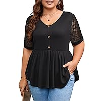 Blooming Jelly Womens Plus Size Tops Short Sleeve Dressy Casual Top Waffle Peplum Business Work Shirt 2024