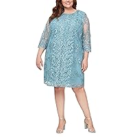 Alex Evenings Women's Midi Scoop Neck Shift Dress with Jacket (Plus Size)