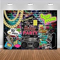 Mocsicka Hip Hop Graffiti Theme Photography Backdrops 80's 90's Colorful Brick Wall Photo Booth Vinyl Retro Music Rock Punk Party Banner Decorations Studio Props (8x6ft)