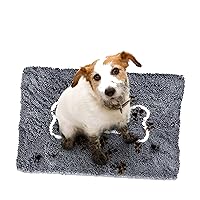 Soggy Doggy Doormat with Bone Design, Microfiber Chenille Indoor Wet Dog Mat for Muddy Paws and Drying, Ultra-Absorbent Dog Mats for Sleeping and Lounging, Gray/Light Gray