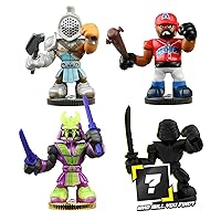 Akedo Ultimate Arcade Warriors - Warrior Collector 4 Pack - 3 Mini Battling Action Figures: Twinfang, Slam Granderson & Aximus and one Hidden, Multicolor (14249)