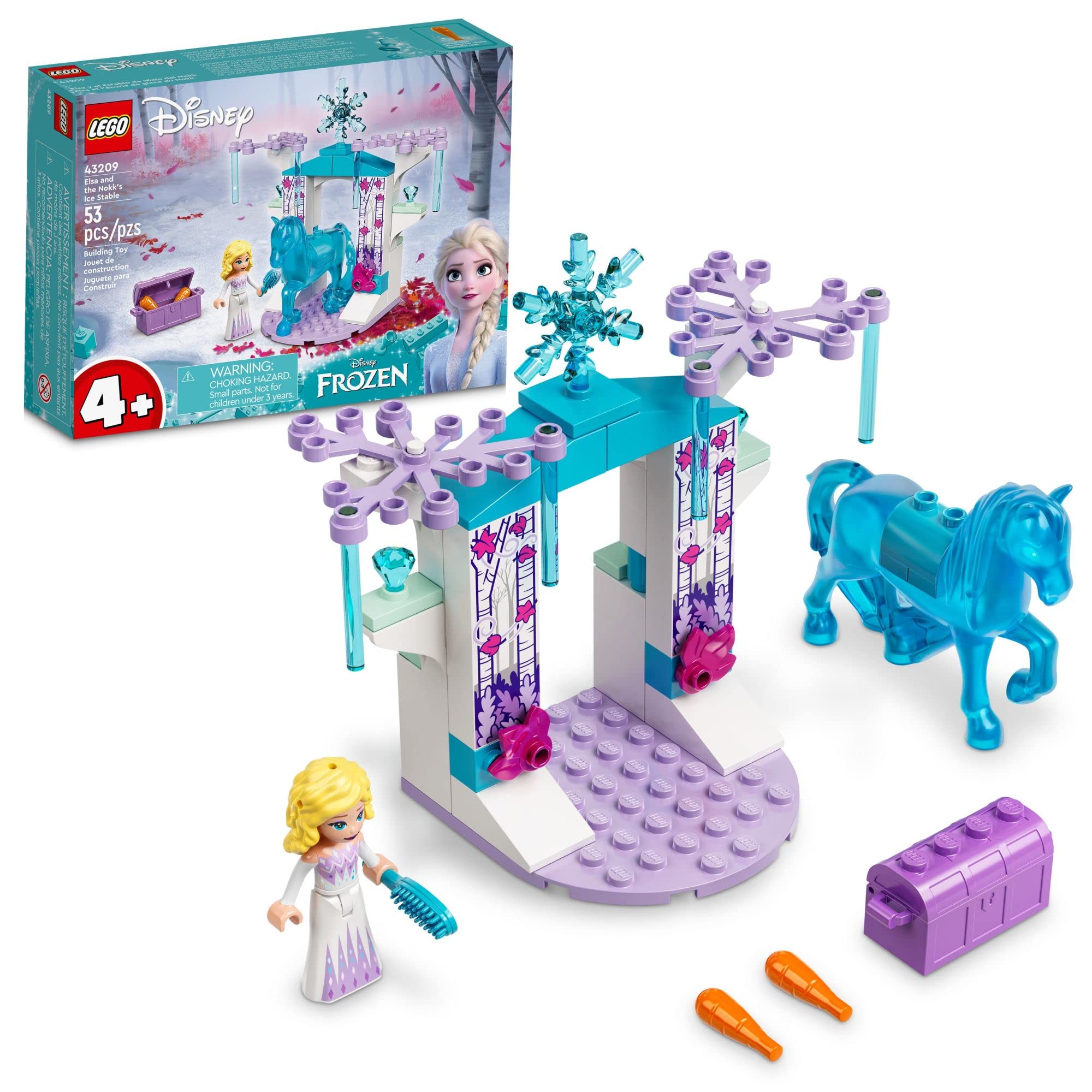 LEGO Disney Princess Elsa and The Nokk’s Ice Stable 43209 Set, with Buildable Frozen Toy Horse Figure for Kids Age 4 Plus and Mini-Doll, Birthday Gift for Girls and Boys