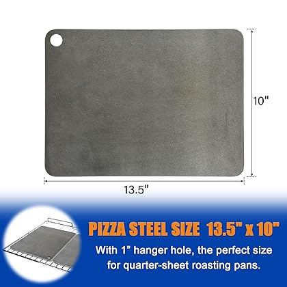 TCFUNDY Pizza Steel for Oven, Baking Steel Pizza Stone for Grill and Oven, Pre-Seasoned Solid Carbon Steel Non-Stick Pizza Pans, 13.5