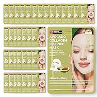 Original Derma Beauty Collagen Face Masks 36 PK Ultra Soothing Avocado Face Mask Skin Care Sheet Masks Set for Beauty & Personal Care Korean Face Mask