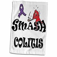 3dRose Blonde Designs Smash The Causes - Smash Colitis Purple - Towels (twl-195950-1)