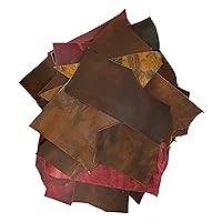 Leather Scraps for Leather Crafts – 3lbs Mixed Sizes, Shapes with 36