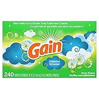 Gain Fabric Softener Dryer Sheets, Blissful Breeze, 240 Count