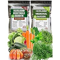 Supreme Medicinal Herb and Vegetable Seeds - Heirloom, Non GMO, USA Made - Total 20 Individual Bags with Most Needed Seeds for Planting Outdoor, Indoor and Hydroponic