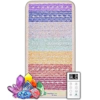 HealthyLine Rainbow Chakra Mat - Enhanced Reiki, Yoga and Massage - Electric Gemstone Heating Pad with Negative Ions and Red Photon Lights - Inframat Pro 3rd Edition - Firm (Small 40 x 20 inches)