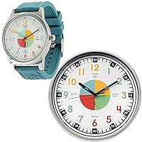 OWLCONIC Telling Time Teaching Clock - Bundled with Kids Watch. Learn to Tell Time Resources. Teal