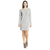 Women's Back V Sweater Dress, Gris Chine Clair, 1/S