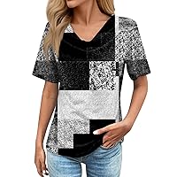 Womens Blouses,Short Sleeve Plus Size Printed Shirt Loose Summer Top Casual Fashion T Shirt Trendy 2024 Tee