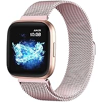 Compatible with Fitbit Versa 2 Bands for Women Men, Stainless Steel Metal Mesh Replacement Band Accessories Bracelet Strap with Magnet Lock for Fitbit Versa/Versa Lite SE…