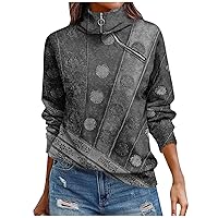 Womens Christmas Sweatshirt Oversized Zipper Casual Pullover Tops Long Sleeve Warm Cozy Daily Winter Clothes
