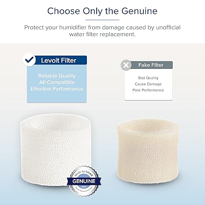 LEVOIT 10-Pack Top Fill Humidifier Replacement Filters, Capture Fine Particles to Improve Humidification Efficiency, for Classic160, Dual150, Dual200S, Classic300(S), LV600S, OasisMist450S, White