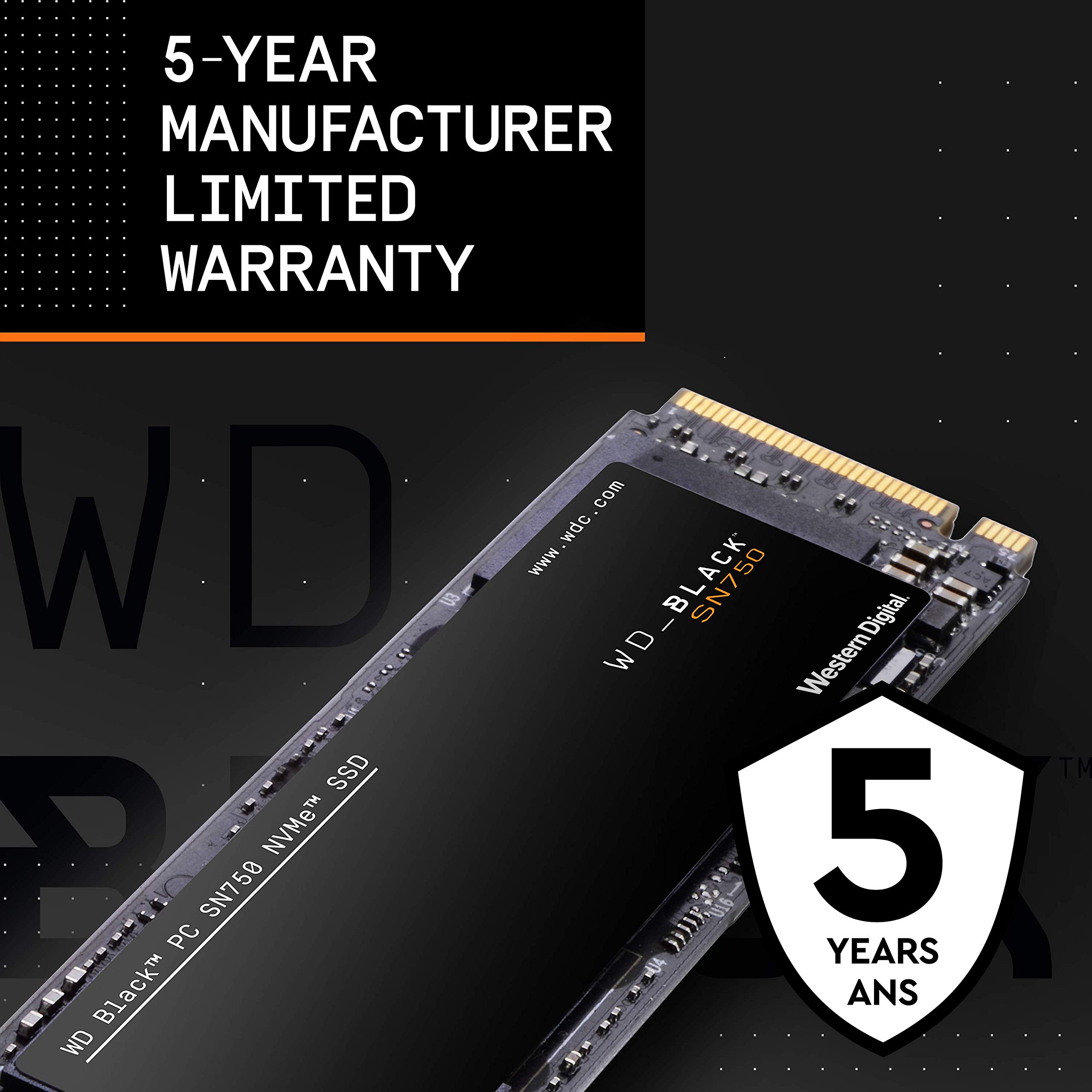 WD_BLACK 500GB SN750 NVMe Internal Gaming SSD Solid State Drive - Gen3 PCIe, M.2 2280, 3D NAND, Up to 3,430 MB/s - WDS500G3X0C