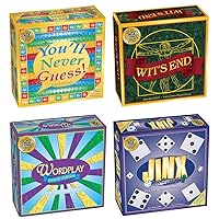 You'll Never Guess + Wit's End + Wordplay + Jinx = Fun Board Games for Adults and Game Night Bundle