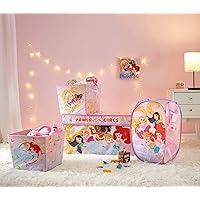 Disney Princess 4 Piece Storage Solution Set with Pop Up Hamper, Collapsible Storage Trunk and 2 Nestable Storage Bins