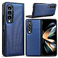 Case for Samsung Galaxy Z Fold 3 5G, Premium PU Leather Case Soft Slim Non-Slip Carbon Fiber Phone Case Folding Cover for Galaxy Z Fold3 5G 7.6