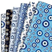 AnyDesign 12Pcs Evil Eye Wrapping Paper Blue Evil Eye Hamsa Hand Gift Wrap Paper Folded Flat Art Paper for Birthday Wedding DIY Craft Party Decor Wrapping Supplies