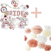 Vidal Crafts Rose Gold Bridal Shower and Bachelorette Decorations with 20 Pcs Party Tissue Paper Pom Poms Set Bundle