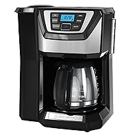 BLACK+DECKER 12-Cup Mill and Brew Coffe Maker, CM5000B, 24-Hour Programble, Built-in Grinder, Sneak-A-Cup, Permanent Washable Fitler