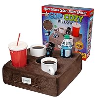Cup Cozy Deluxe Pillow (Brown) *As Seen on TV* -The world's BEST cup holder! Keep your drinks close and prevent spills. Use it anywhere-Couch, floor, bed, man cave, car, RV, park, beach and more!