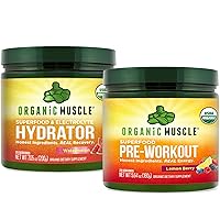 Organic Muscle Bundle - Pre-Workout Powder for Energy (Lemon Berry) + Replenisher for Hydration (Watermelon) - USDA Certified Organic