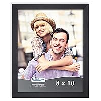 Icona Bay 8x10 Black Picture Frame, Simple Modern Design, Table Top Kickstand and Wall Hanging Hooks Included, Impresia Collection
