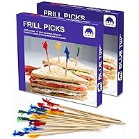 Wood Frill Picks Toothpicks 4 Inch Value Pack 2000pcs, Wood Frill toothpicks decorative Cocktail Party Toothpicks for Fruit,Appetizers,Club Sandwiches,Great for Valentine's Day and Parties.