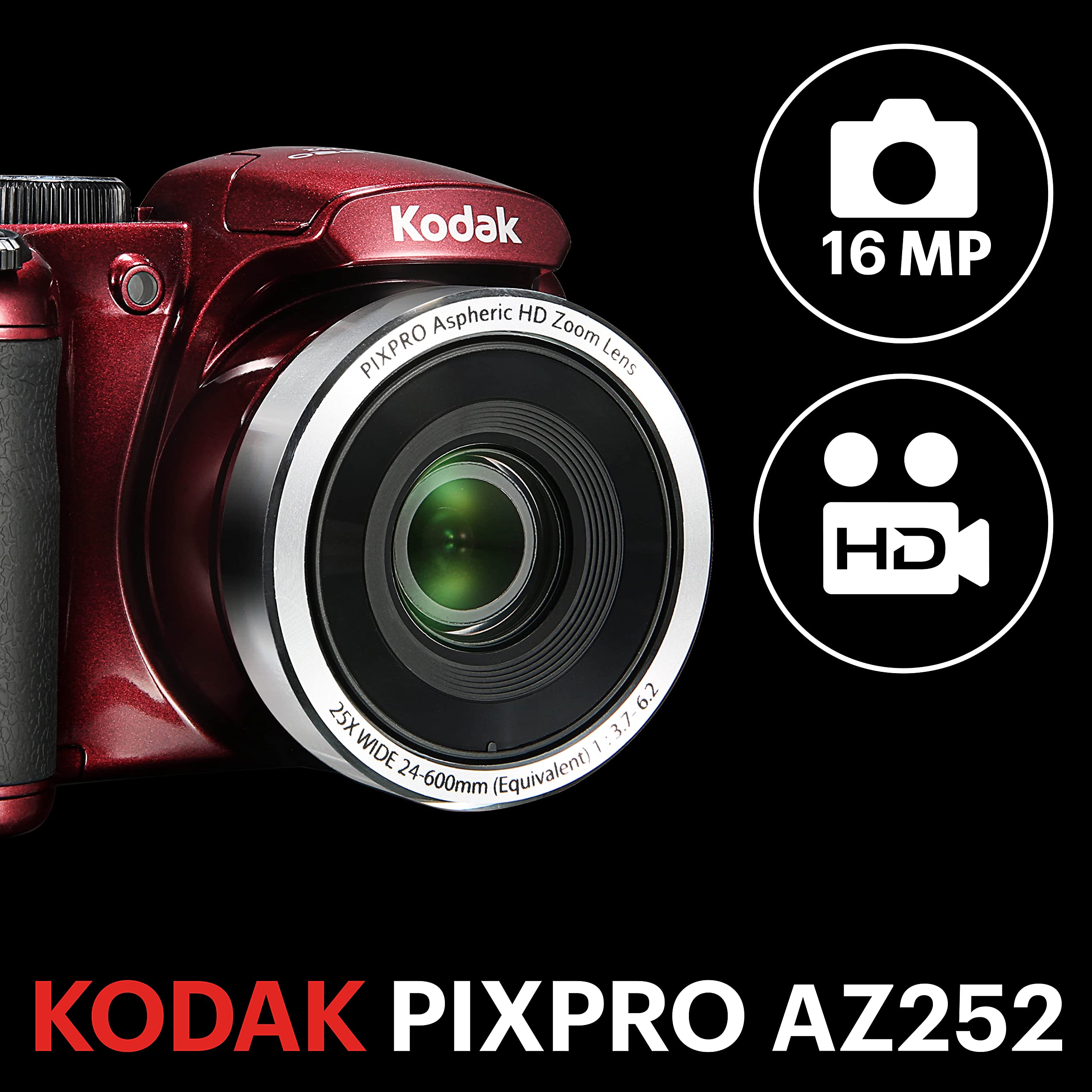 Kodak PIXPRO Astro Zoom AZ252-RD 16MP Digital Camera with 25X Optical Zoom and 3