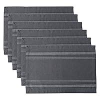 DII French Stripe Tabletop Collection Farmhouse Style Dining Table Linen Placemat Set, 13x19, Gray Chambray, 6 Piece