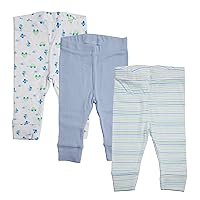 Spasilk Baby Cotton Pants for Newborns and Infants, Tapered, 3 Pack
