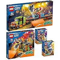 Lego City Set of 4: 60293 Stunt Park, 60294 Stunt Show Truck, 60297 Power Stunt Bike & 60298 Rocket Stunt Bike