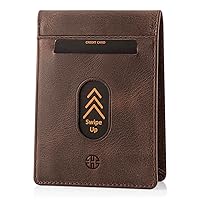 TRUSADOR Trento Leather Slim Wallet for Men Minimalist Bifold Design with RFID Blocking and Gift Box (Brown, With Coin Pocket)