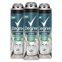 Degree Men Antiperspirant Deodorant Dry Spray Coconut & Mint 3 count 72hr Sweat and Odor Protection Degree for Men 3.8 oz