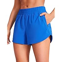 CRZ YOGA Women's High Waisted Running Shorts Mesh Liner - 3'' Dolphin Quick Dry Athletic Gym Track Workout Shorts Zip Pocket