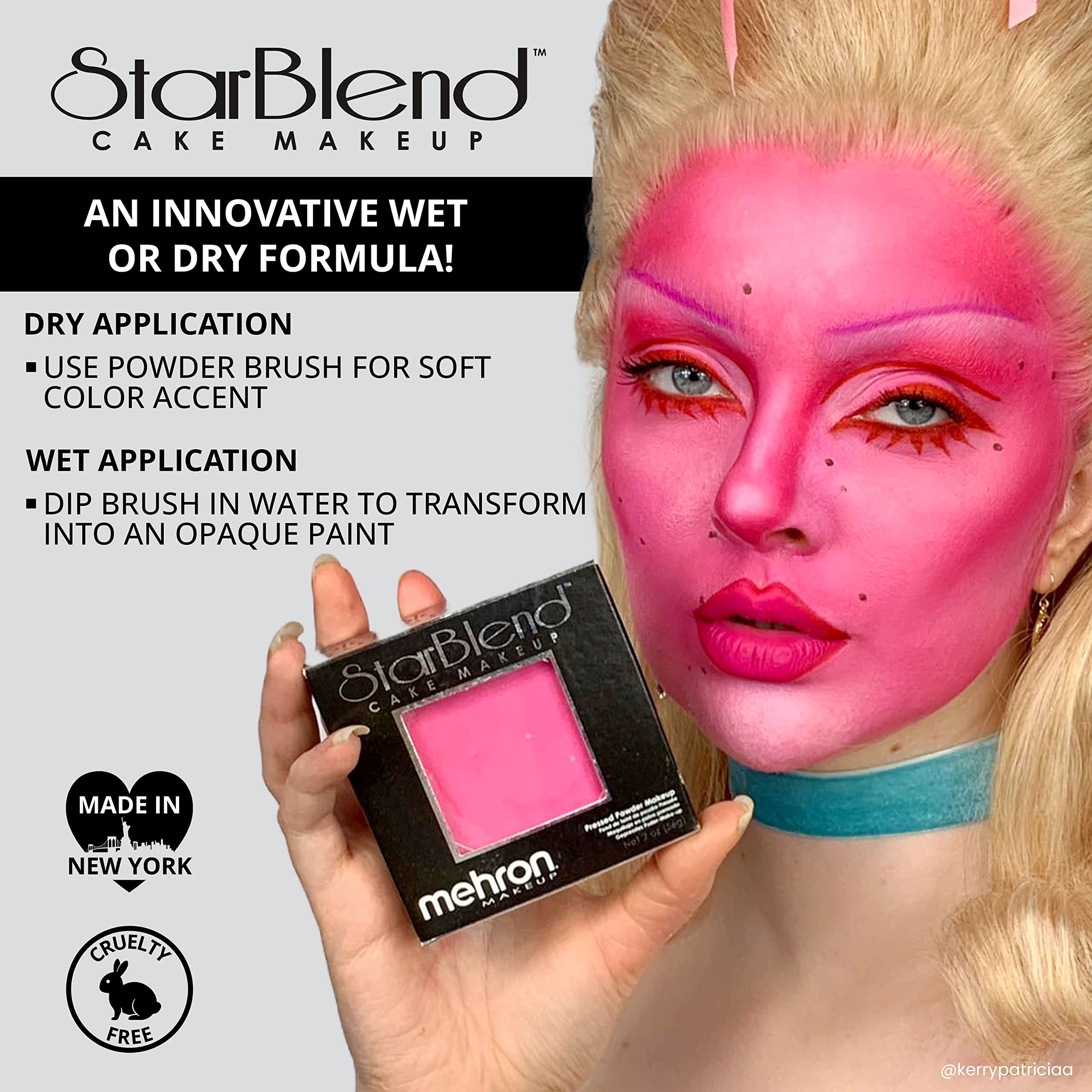 Mehron Makeup StarBlend Cake Makeup | Wet/Dry Pressed Powder Face Makeup | Powder Foundation | Green Face Paint & Body Paint 2 oz (56g)