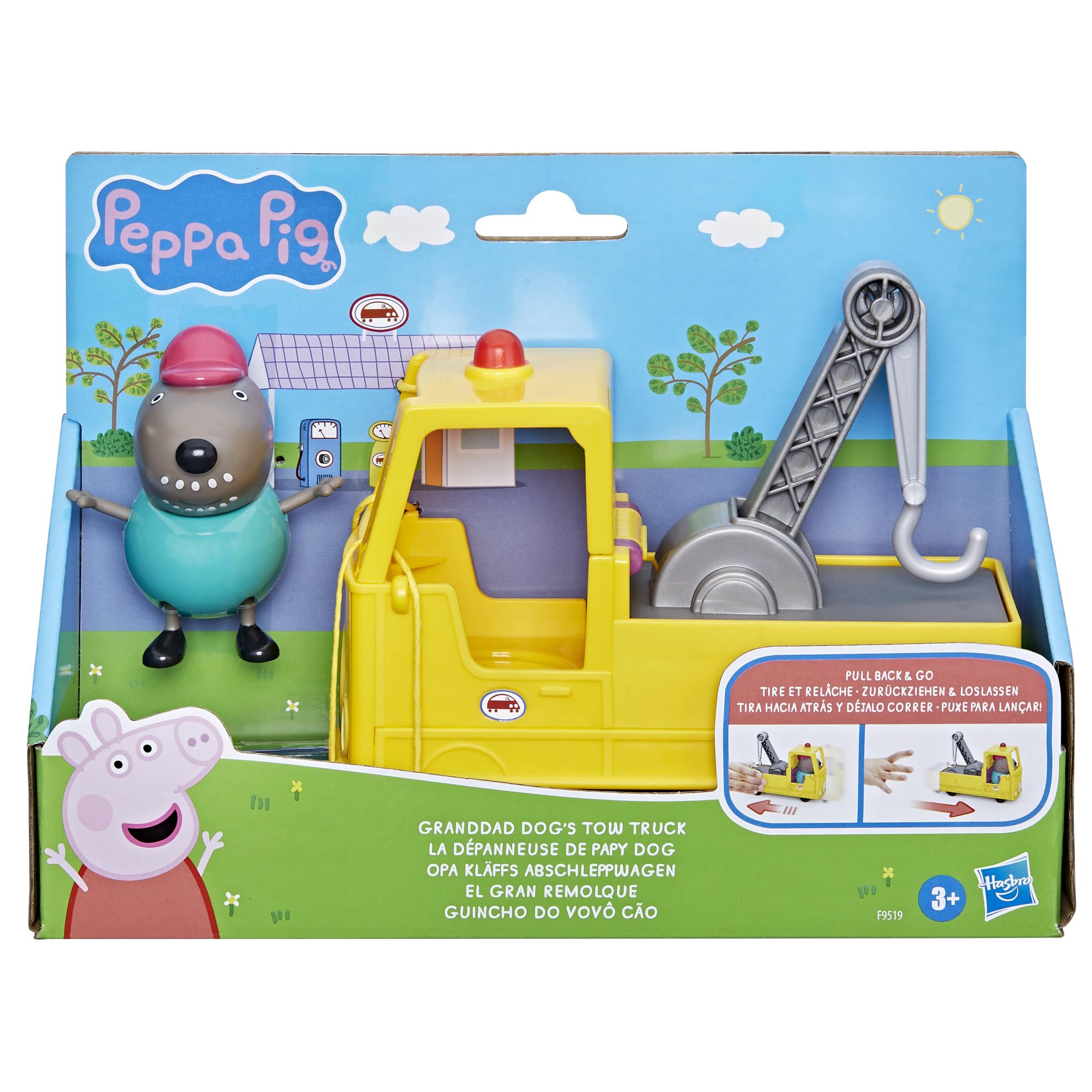 PEPPA PIG Granddad Dog's Tow Truck Construction Vehicle and Figure Set, Preschool Toys for Boys and Girls 3 Years and Up